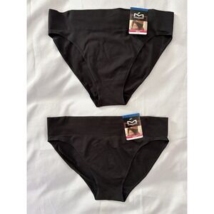 NEW Maidenform Seamless High Leg Bikini Black Women's DM2317 Size Xlarge 2 Pair